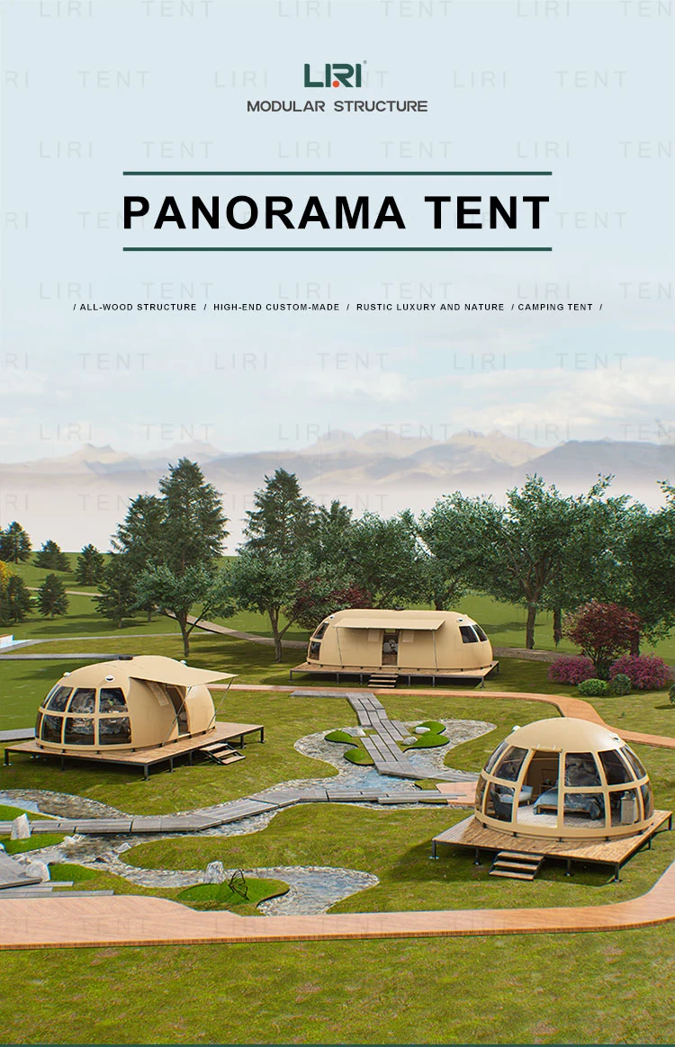 Luxury Wooden Frame Panorama Dome Camp Famliy Glamping Tent