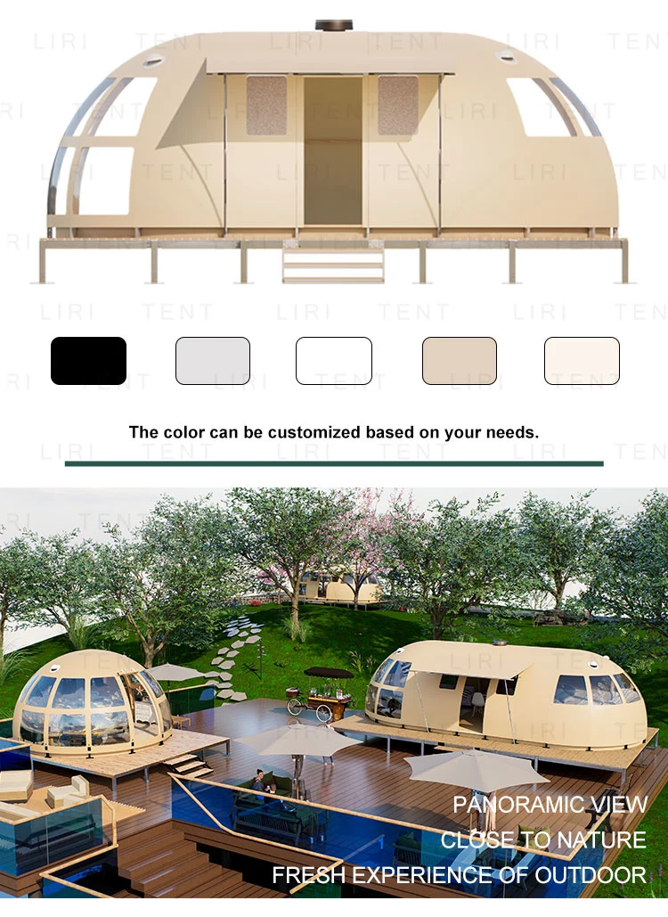 Luxury Wooden Frame Panorama Dome Camp Famliy Glamping Tent