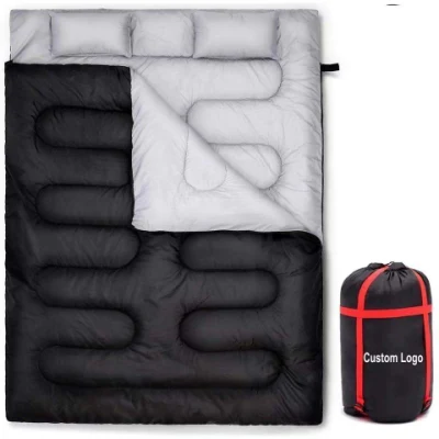 タンポポ ダブル寝袋 枕 2 個付き、軽量アウトドア寝袋 2 人用、大人用キャンプバックパック